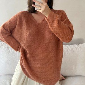 Jenni Kayne Mohair V Neck, Salmon Pink